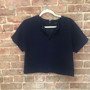J. Crew Cap-Sleeve Cropped Top 365 Crepe